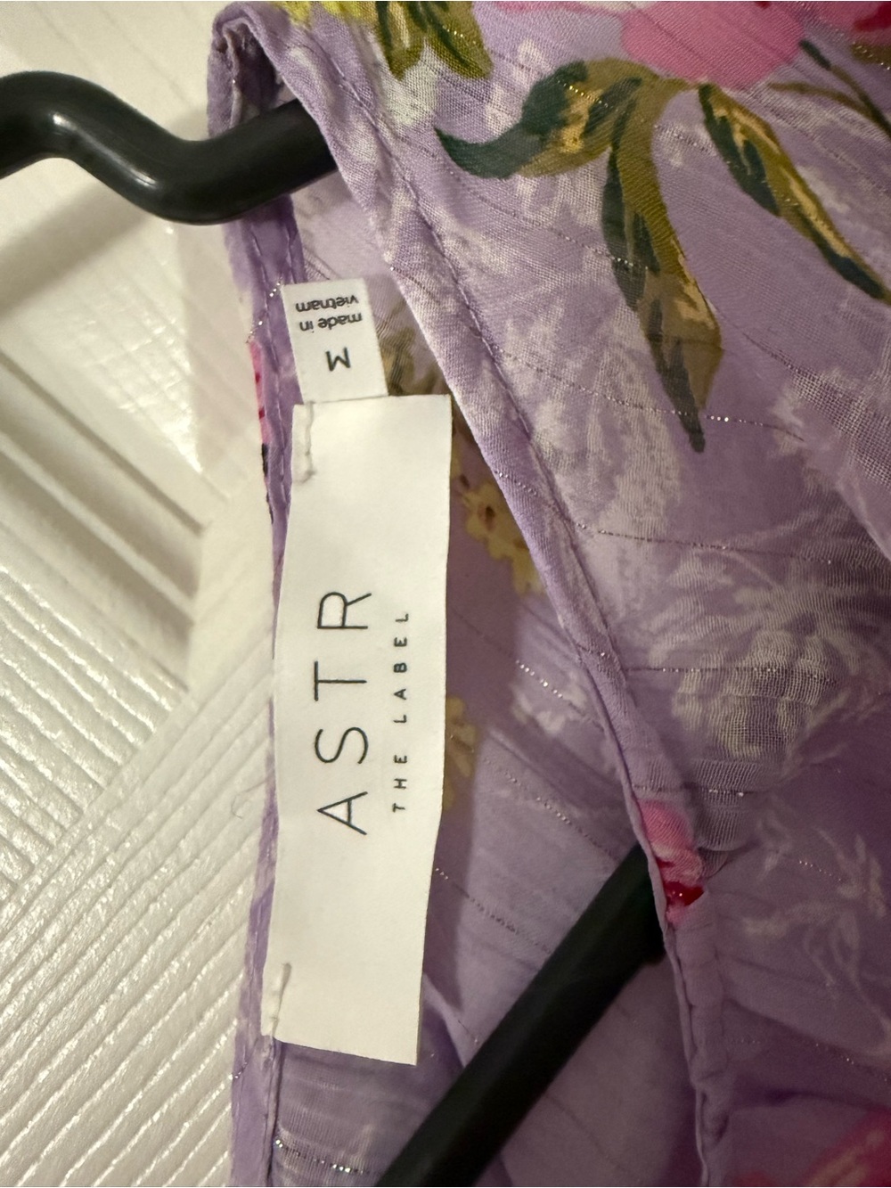 Astr Lavender Floral Dress with Pink & Green Accents, size M - Picture 2 of 3